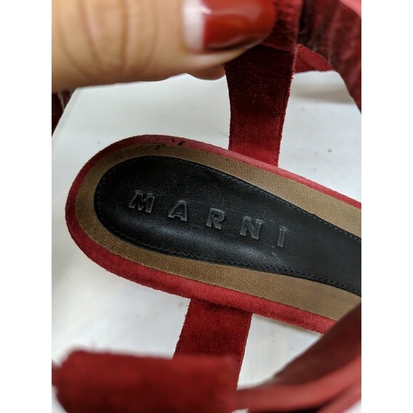 Marni Women's Red Ankle Strap Heel Sandals Buckle Closure Open Toe Size 40 - Picture 6 of 11